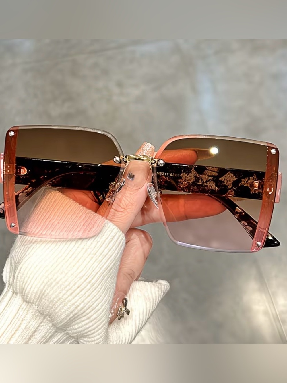 Rimless Square Sunglasses in Brown and Pink Gradient, Super Cute! NWOT